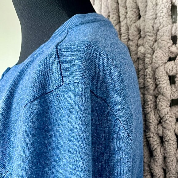 2 H&M Fine Knit Crewneck Cardigans Navy Blue & Medium Blue SIze M - Picture 5 of 16